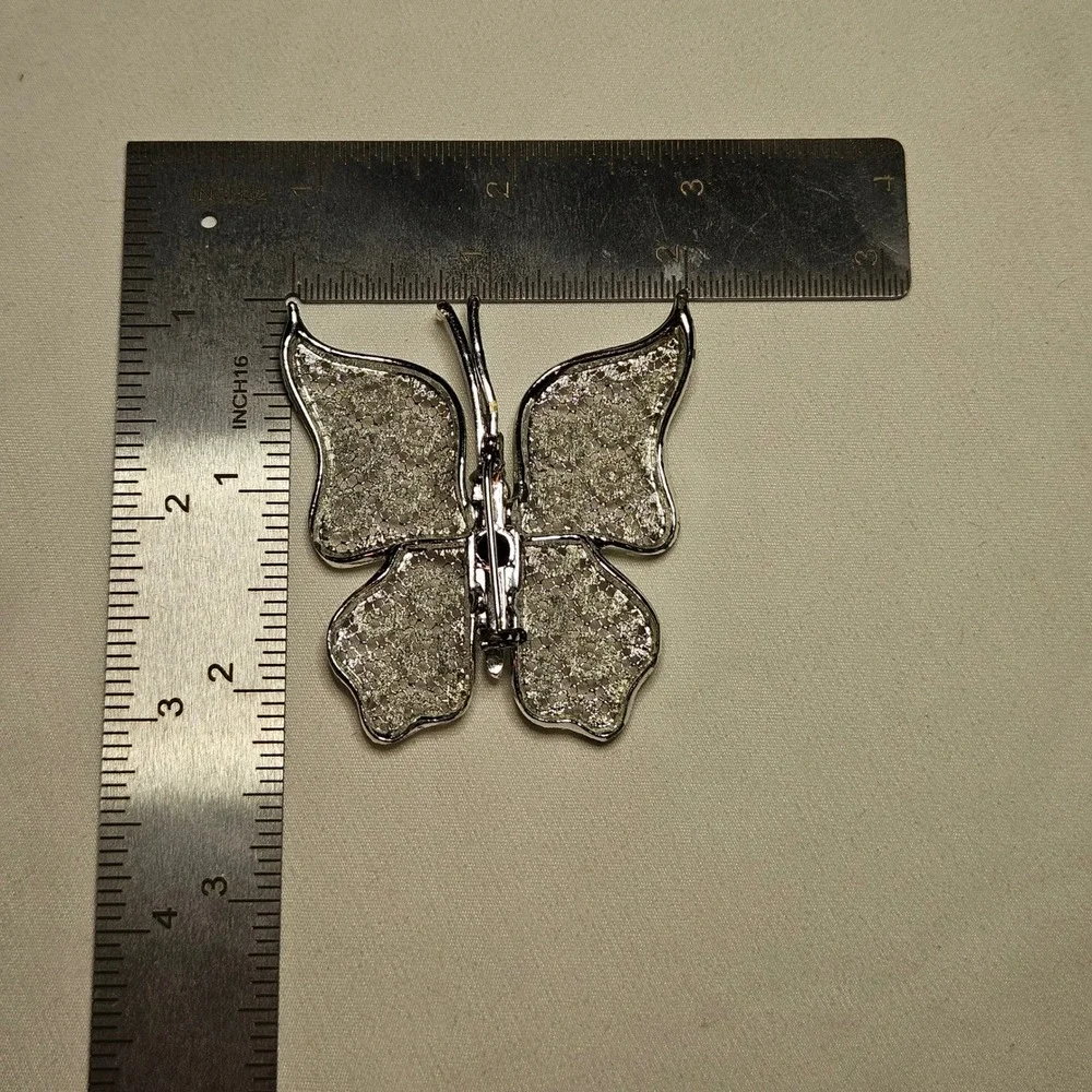 Butterfly Brooch Pin Womens OS Silver Gold Tone Lace Filigree Vintage